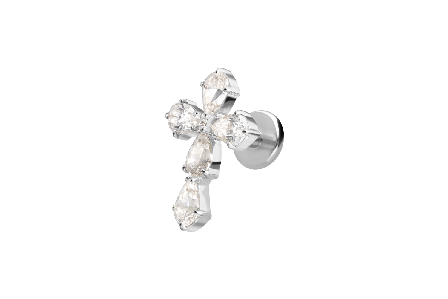 Titan Labret Piercing mit Innengewinde KRISTALLKREUZ